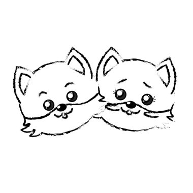 Şekil şirin çift vahşi hayvan güzel ifade vektör çizim ile