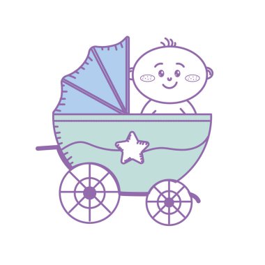 vektör çizim içinde bebek çocuk ile güvenlik bebek arabası