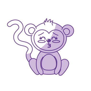 siluet sevimli maymun vahşi hayvan yüz ifade vektör çizim ile