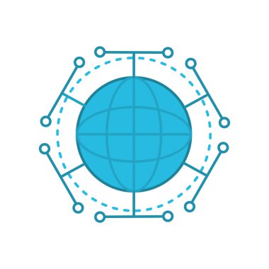 Küresel dijital teknoloji veri bağlantısı vektör çizim