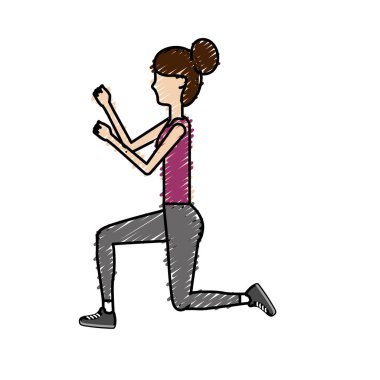 sağlıklı kadın egzersiz vektör illüstrasyon tasarımı yapıyor