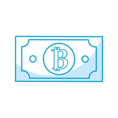 siluet dijital bitcoin bill ve elektronik finansal, vektör çizim