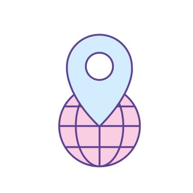 küresel dünya gezegen konumu simge vektör çizim ile