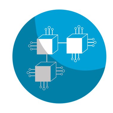 etiket elektronik devreleri ile dijital bağlantıları kareler ve cam büyütme, illüstrasyon vektör