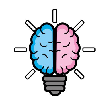 beyin ampul crative fikirler çözümleri vektör çizim için