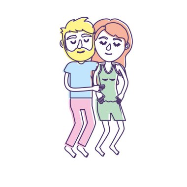 Güzellik çift saç modeli ile uyku vektör çizim tasarım