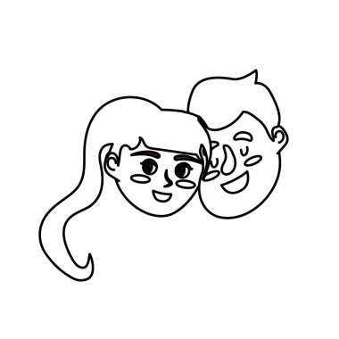 satır mutlu çift yüz saç modeli tasarım vektör çizim ile