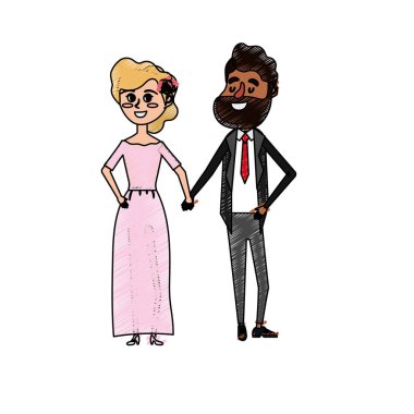 mutlu çift birlikte ve romantik kutlama vektör illüstrasyon