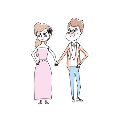 mutlu çift birlikte ve romantik kutlama vektör illüstrasyon