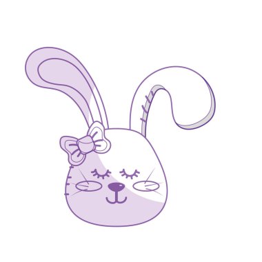 silhouette teddy rabbit girl head animal wild vector illustration