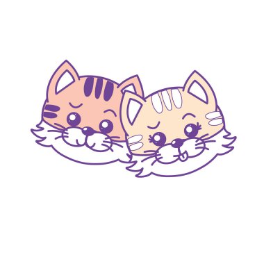 şirin çift vahşi hayvan güzel ifade vektör çizim ile