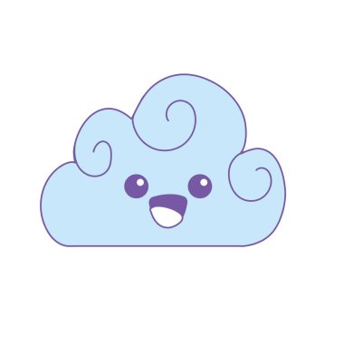 Kawaii şirin mutlu bulut hava vektör çizim