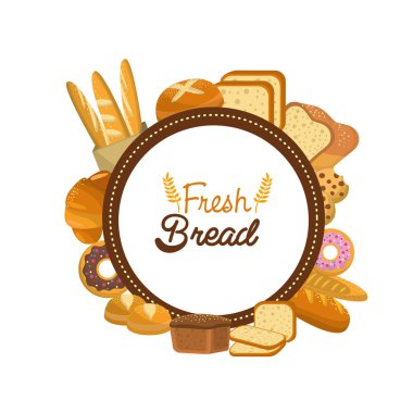 sticker emblem fresh bread bakery, vector illustration
