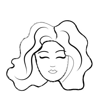Şekil sevimli kadın yüz saç modeli, vektör çizim ile