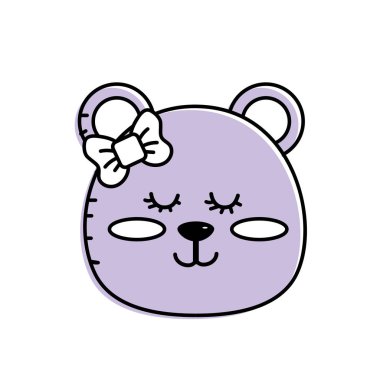 teddy bear girl head animal wild vector illustration