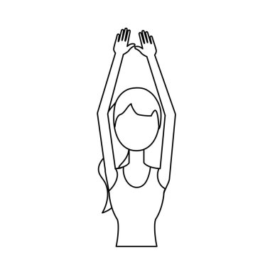 satır sağlıklı kadın egzersiz vektör çizim tasarım yapıyor