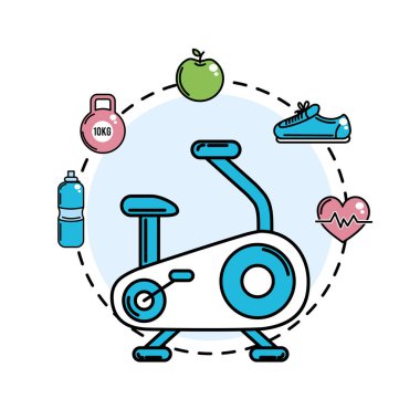 egzersiz makinesi ile sağlıklı geçiş ücretleri kutsal kişilerin resmi, vektör çizim