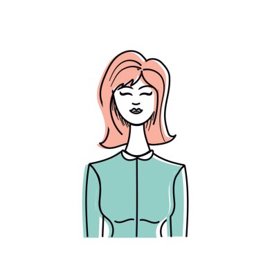 saç modeli ve şık bluz, şirin kadınla illüstrasyon vektör