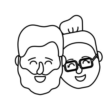 Avatar çift kafa saç modeli tasarım vektör çizim ile satır