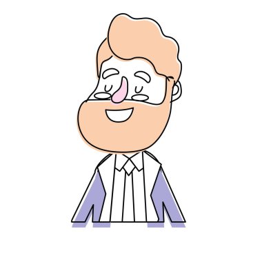 mutlu adam saç modeli ve zarif elbise vektör çizim