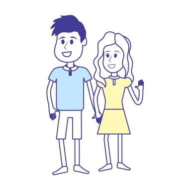 sevimli erkek ve kız rahat kıyafet, vektör çizim ile