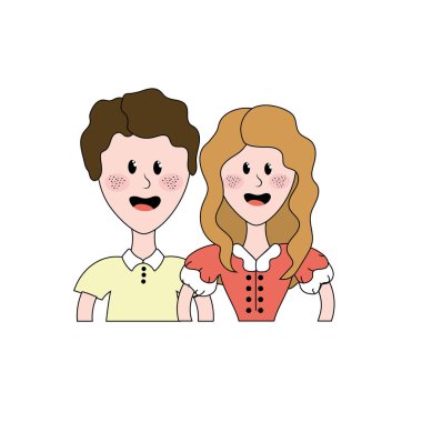 tipik giyim ve saç modeli ile güzel Brezilyalı çift illüstrasyon vektör