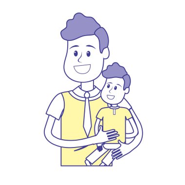 güzel baba oğlunun elinde vektör çizim taşıma