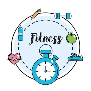 Fitness choronometer sağlıklı araçları, vektör çizim ile