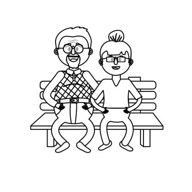 saç modeli vektör çizim sandalyeyle eski çift hat