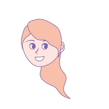Avatar mutlu kadın yüz saç modeli tasarım vektör çizim ile
