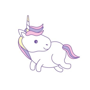 boynuz ve saç modeli tasarım vektör çizim ile güzel tek boynuzlu at