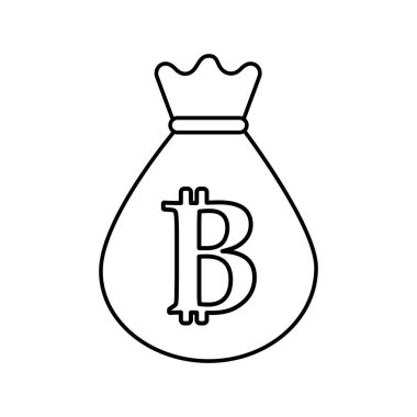 bitcoin para birimi dijital simgesi, vektör çizim çizgi çanta