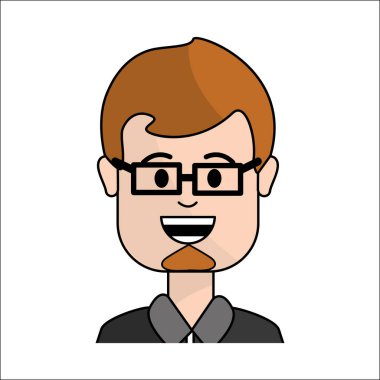 insanlar, mutlu yüz adam gözlük simgesiyle illüstrasyon vektör