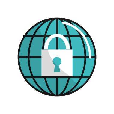 Güvenlik dijital global hizmet bağlanmak, vektör çizim