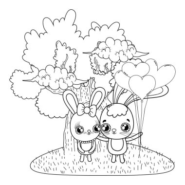 Sevgililer günü tebrik kartı sevimli tavşan ile. Vektör çizim