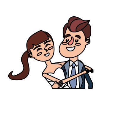 mutlu çift birlikte ve romantik kutlama vektör illüstrasyon