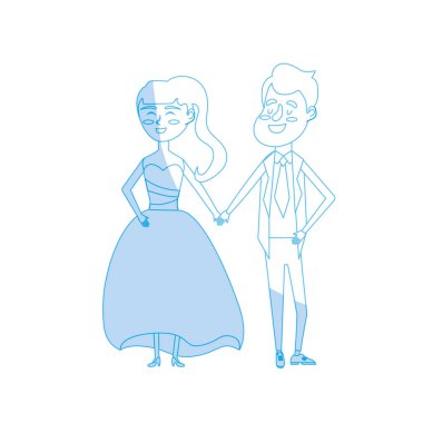 siluet mutlu çift birlikte ve romantik kutlama vektör çizim