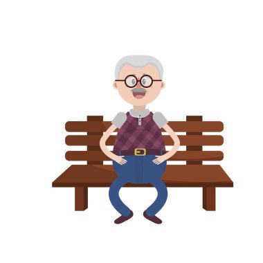 ihtiyar sandalyede saç modeli vektör çizim ile