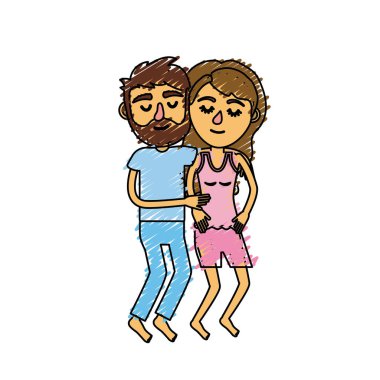 Güzellik çift saç modeli ile uyku vektör çizim tasarım