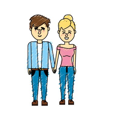 güzel bir saç modeli tasarımı ile çift illüstrasyon vektör