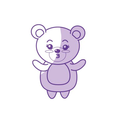 siluet sevimli ayı yüz ifade vektör çizim ile vahşi hayvan