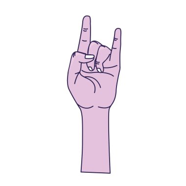 siluet şirin el kadar rock sembolü, vektör çizim ile