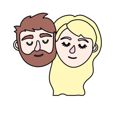 kaç sevgilisi merkez kapalı gözler ve saç modeli vektör illystration