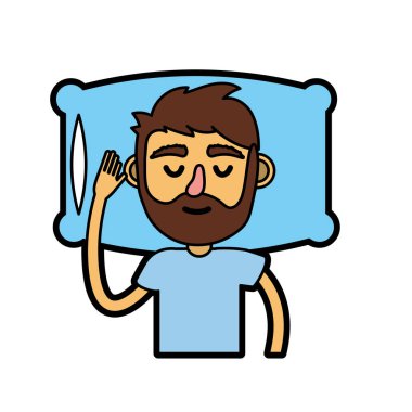 Erkek saç modeli ile uyku vektör çizim tasarım