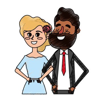 mutlu çift birlikte ve romantik kutlama vektör illüstrasyon