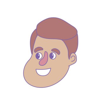 Avatar mutlu adam yüz saç modeli tasarım vektör çizim ile