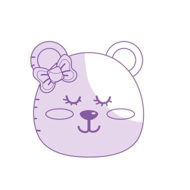 silhouette teddy bear girl head animal wild vector illustration