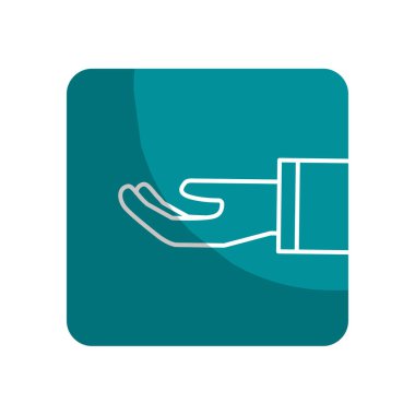 logotype stretched hand with formal suit, vector illustration design