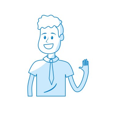 siluet sevimli adam elinizi kaldırın ve güzel giyim, vektör çizim