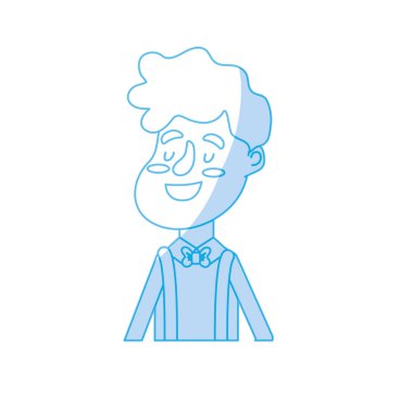 siluet mutlu damat saç modeli ve zarif elbise vektör çizim ile